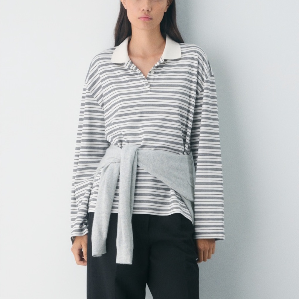 Interlock cotton eton long sleeve polo